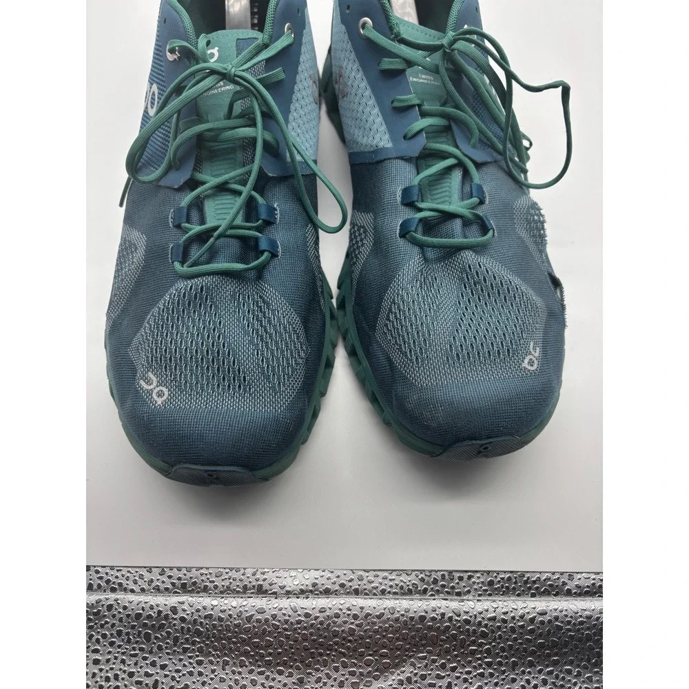 On Running Cloud X Mens 14 Teal Green Mesh Athletic Training Shoes Low Top